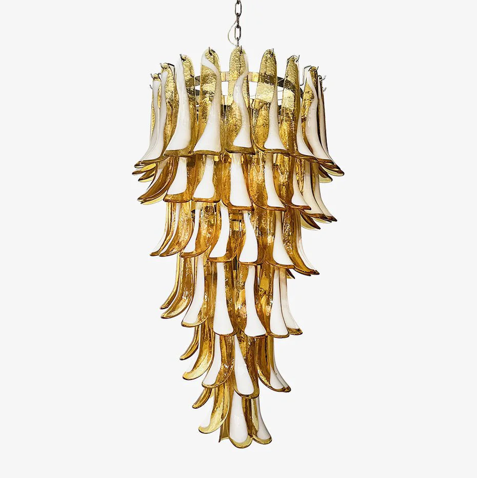 Clean Murano Amber Petals Spiral Chandelier Original