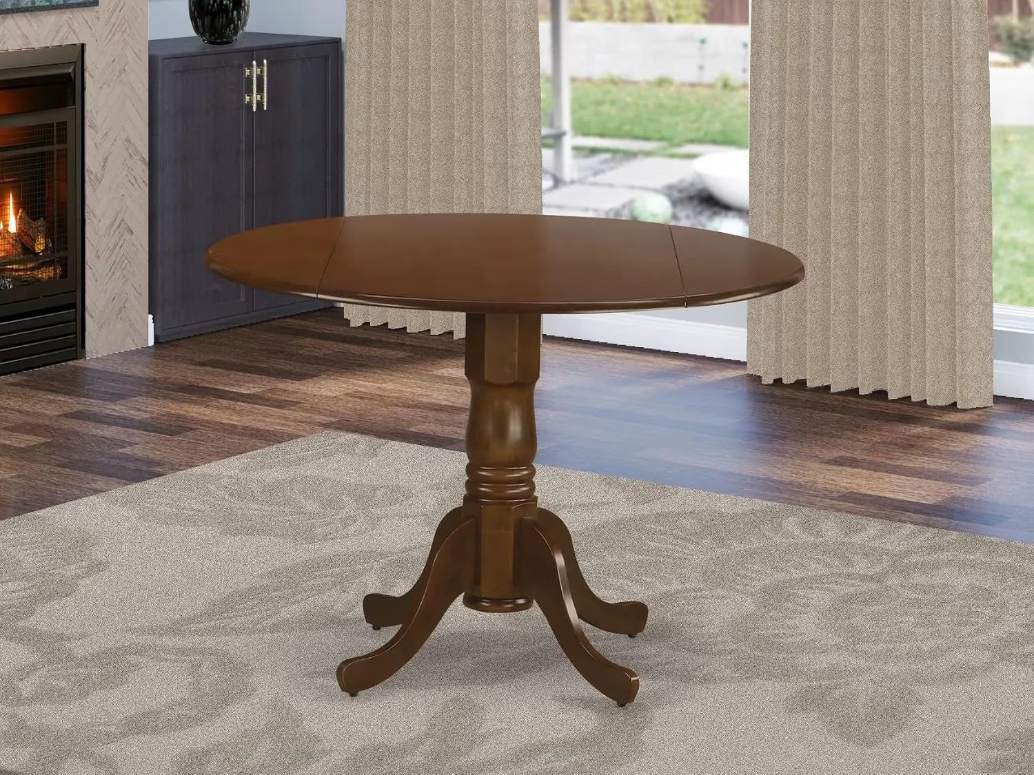 Organic Contemporary Espresso Pedestal Round Dining Table 42X42 Soft