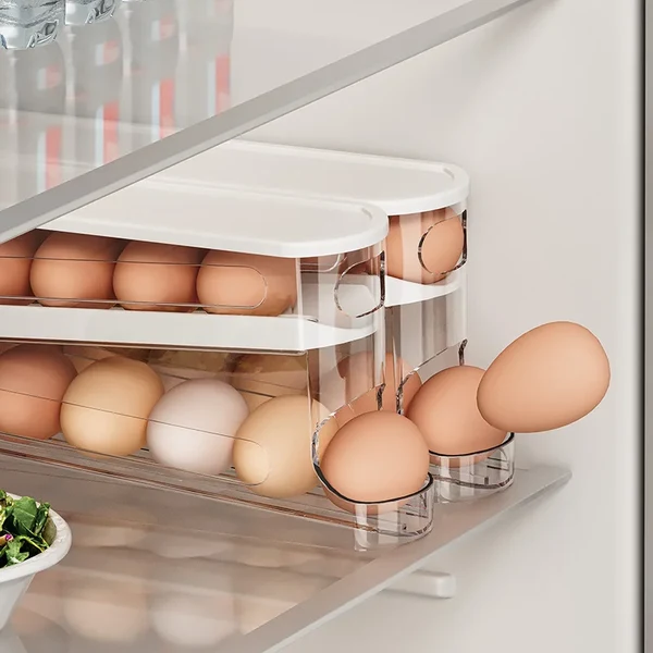 Versatile 2-Tier Automatic Rolling Egg Storage Box Classic