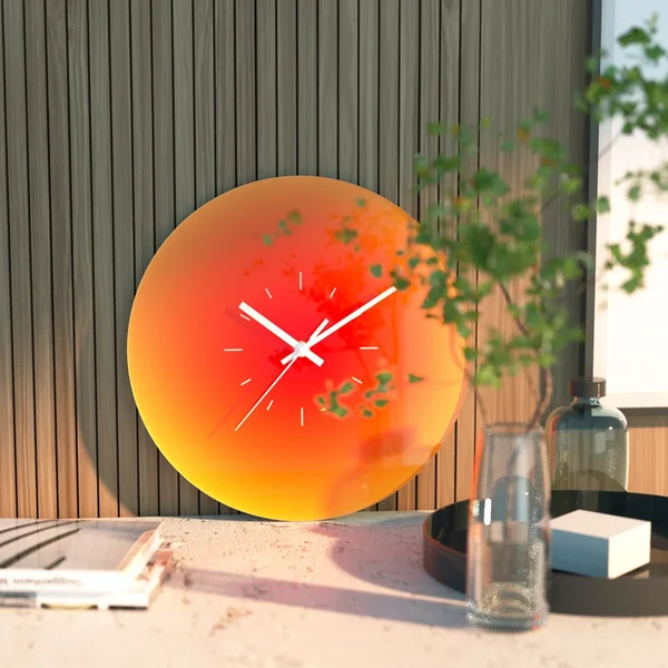 Premium Material Sunset Gradient Glass Wall Clock Long-Lasting