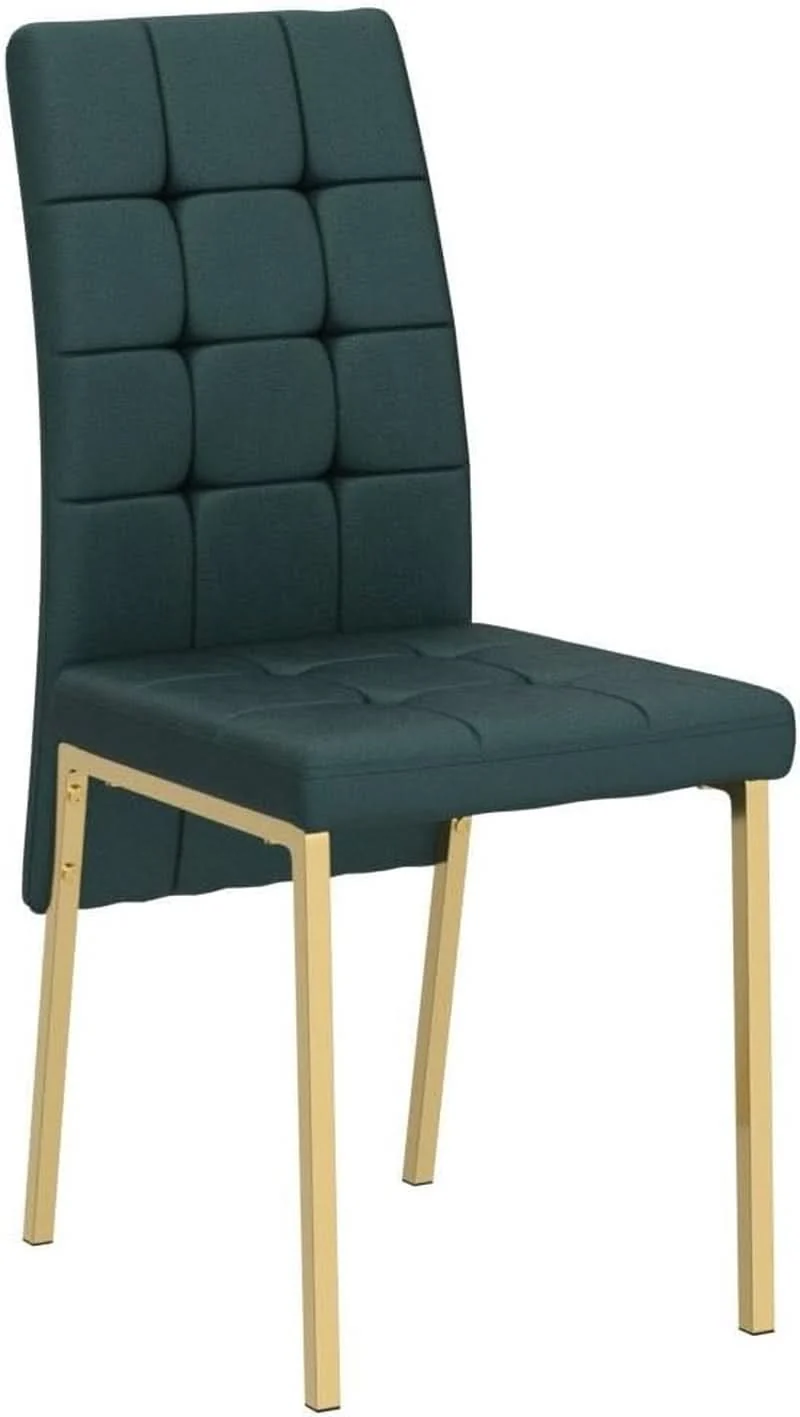 Traditional Forest Green Velvet Upholstered Dining Chairs Goldtone Trendy