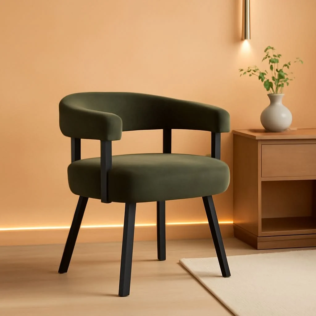 Trusted Green Leather Upholstered Dining Chairs Curved Back Trendy