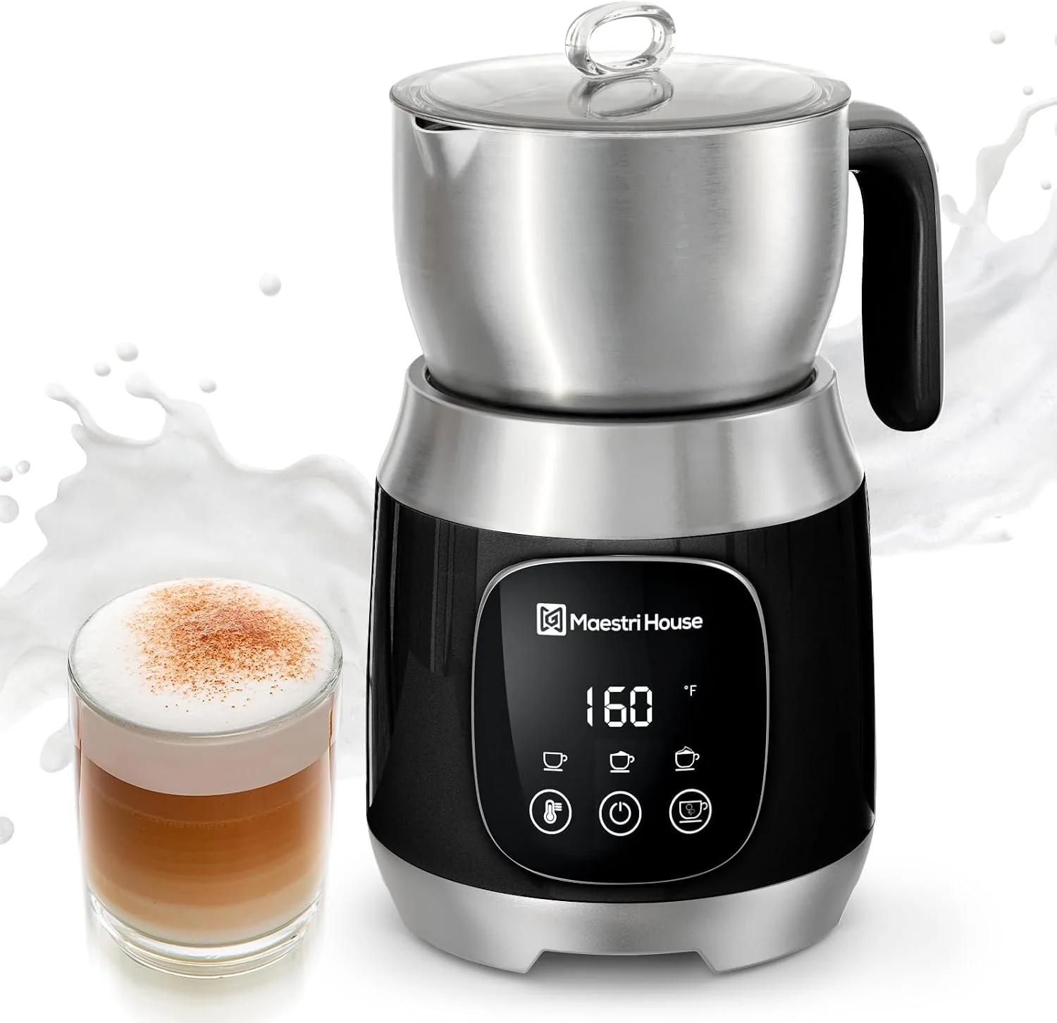 Consistent Maestri House DualFro 600 Milk Frother and Steamer 21oz 600mL Variable Temp 4 Settings amp 3 Froth Levels Memory Function for Latte Cappuccino Hot Chocolate Dishwasher Safe Brush Included Long-Lasting