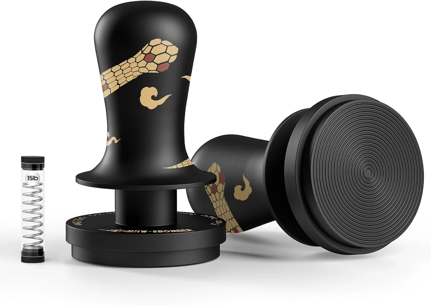 Reliable MHW-3BOMBER 58.35mm Espresso Tamper Snake Pattern Edition – 3 Spring Loaded Coffee Tamper with Sound Feedback – Barista Tamper Tool – Ergonomic Handle Ripple Base T6079TS-OS Genuine