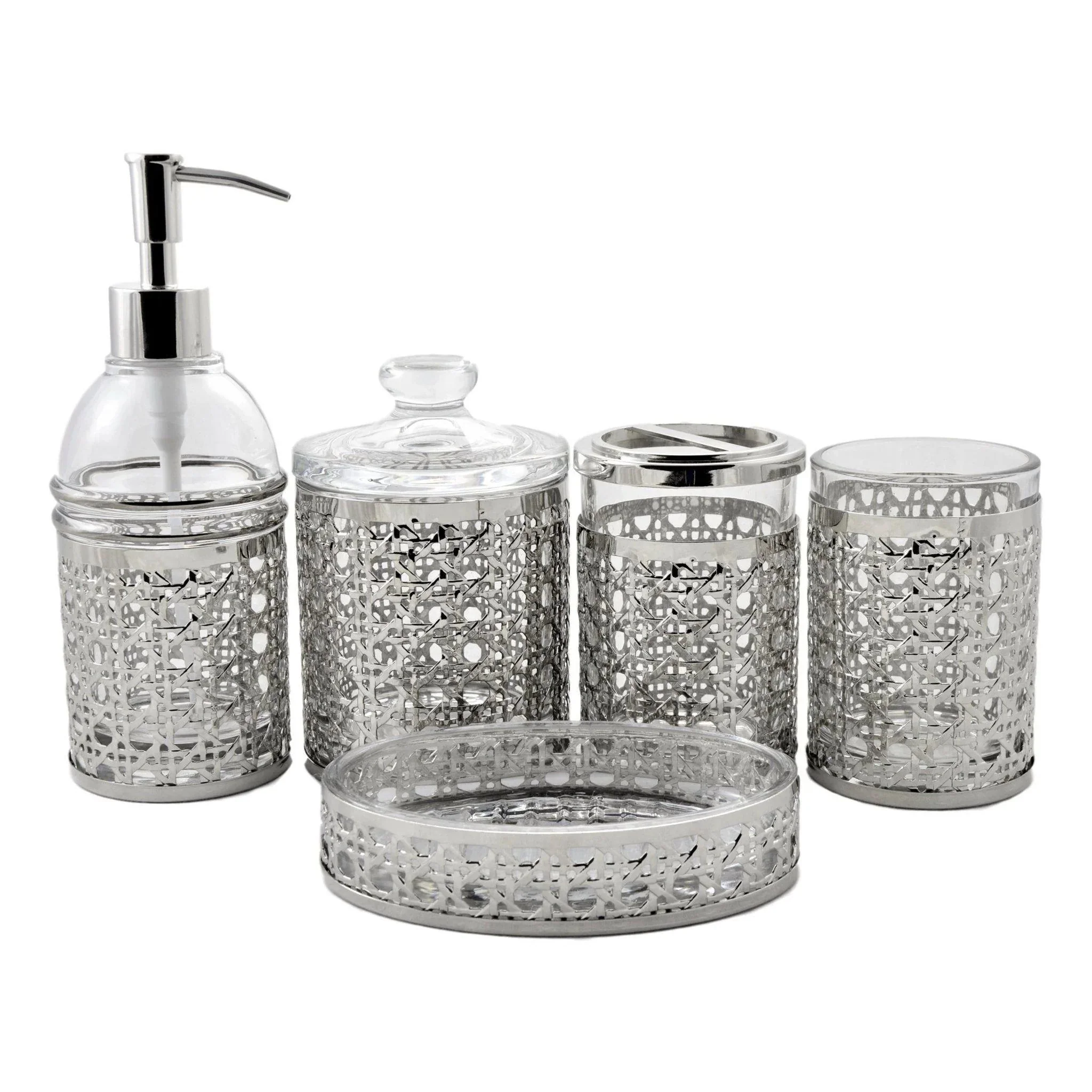 Premium Bath Spa Glass 5-Piece Bathroom Set Minimalist