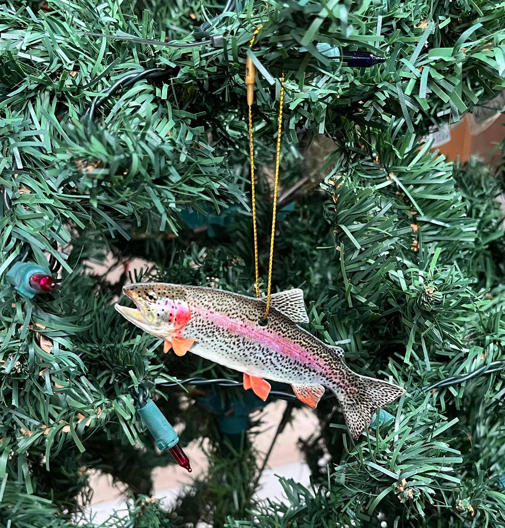 Innovative Rainbow Trout Fish Ornament Christmas Fishing Ornament Green