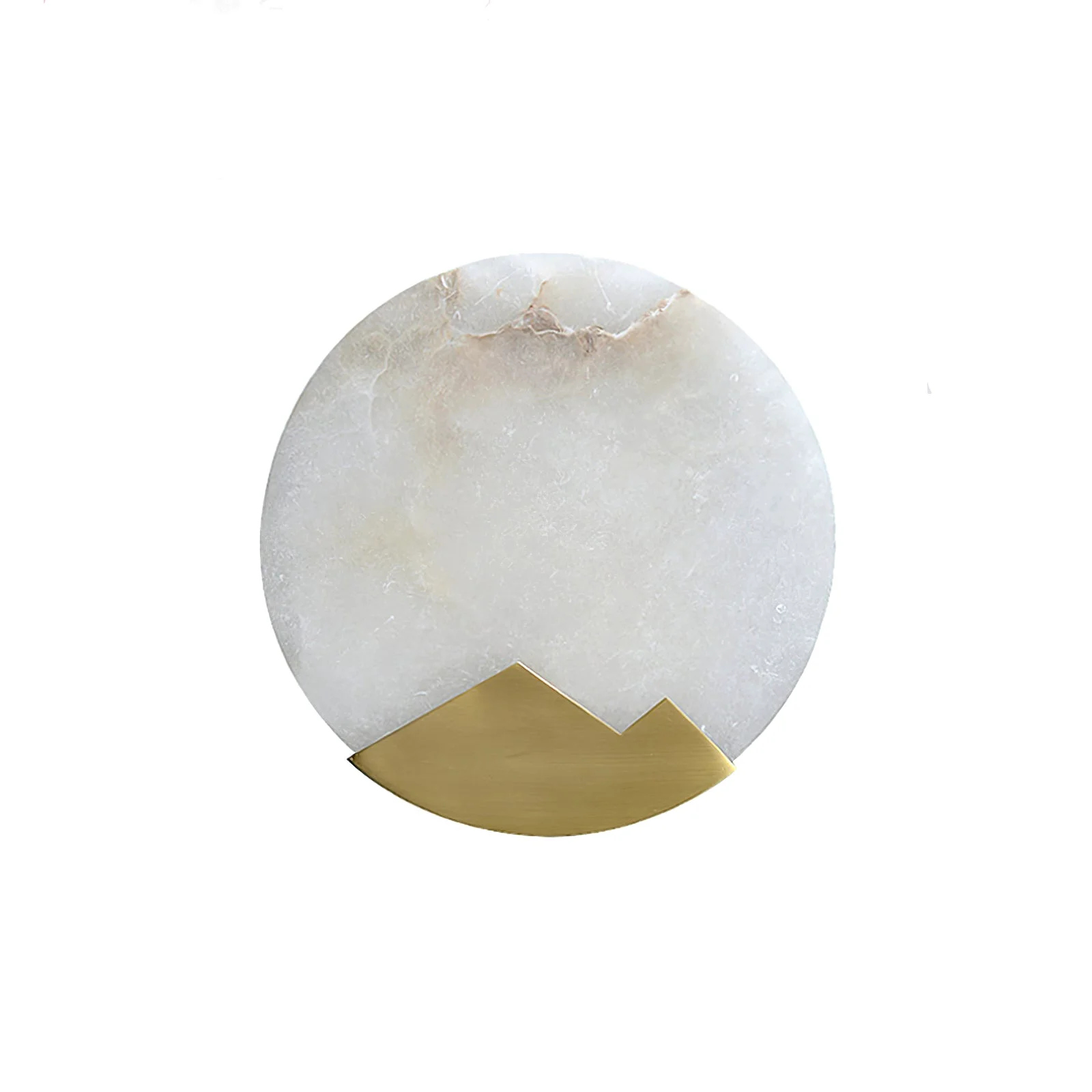 High-End Brass and Alabaster Round Wall Light Efficient