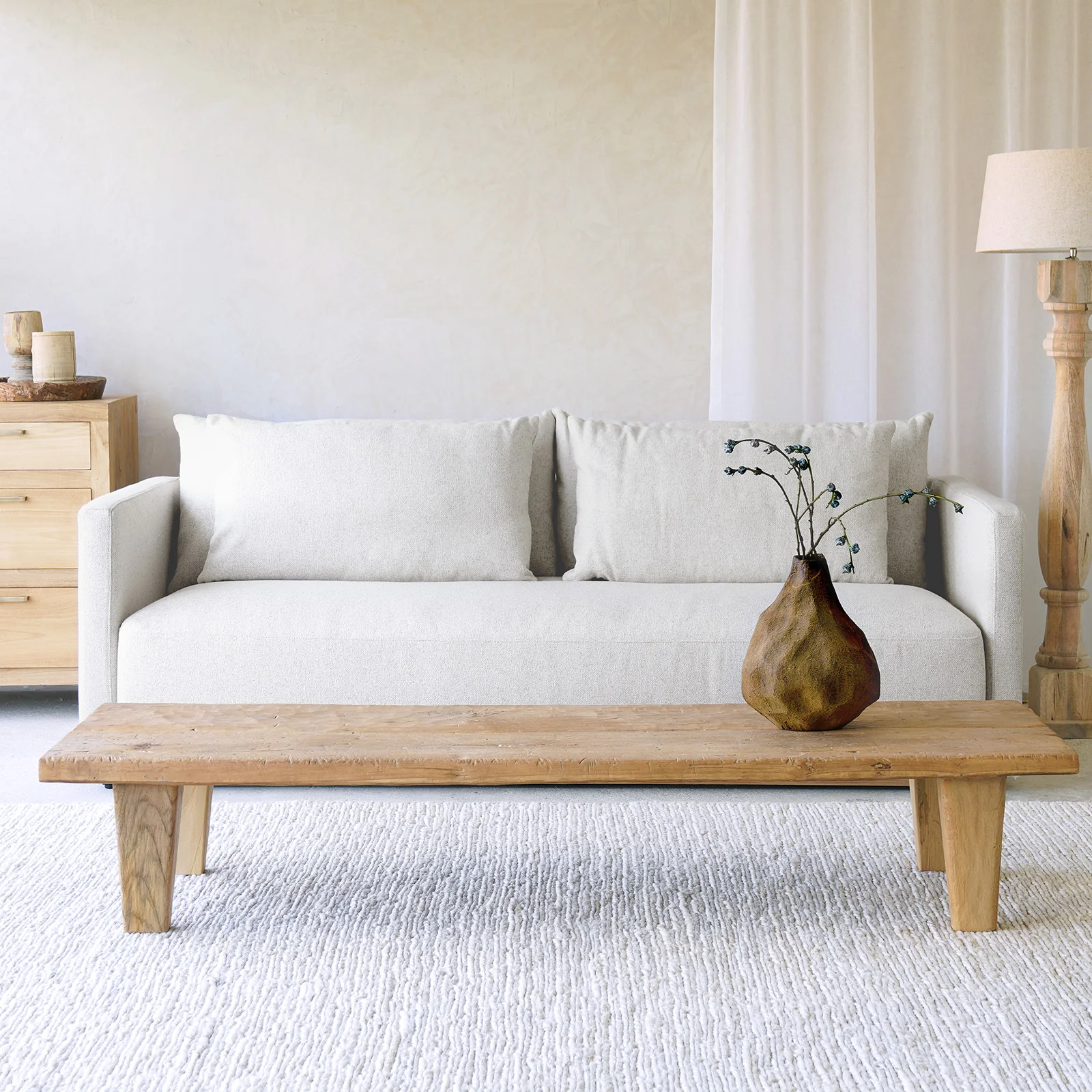 Crafted Portofino Fabric Sofa Wheat 220cm Consistent