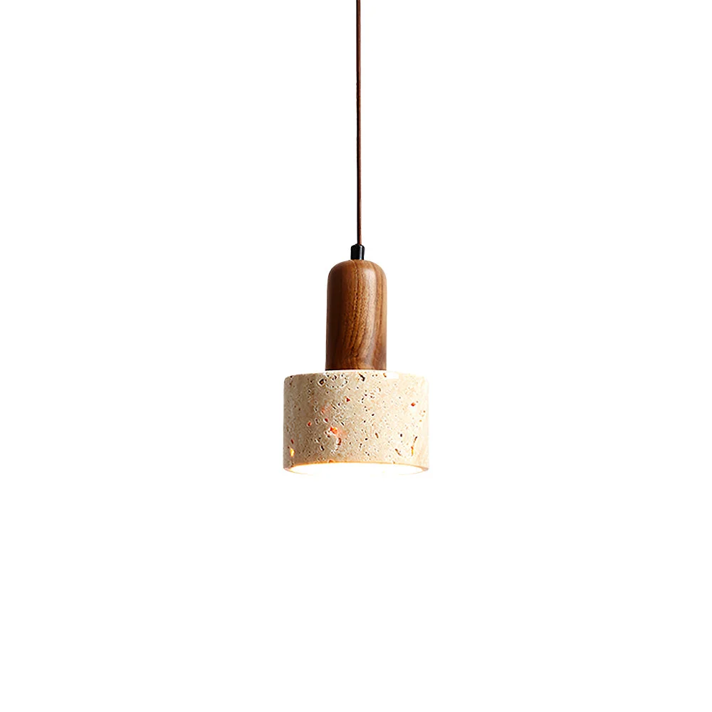 Stylish Natural Travertine Cylinder Pendant Light Excellent