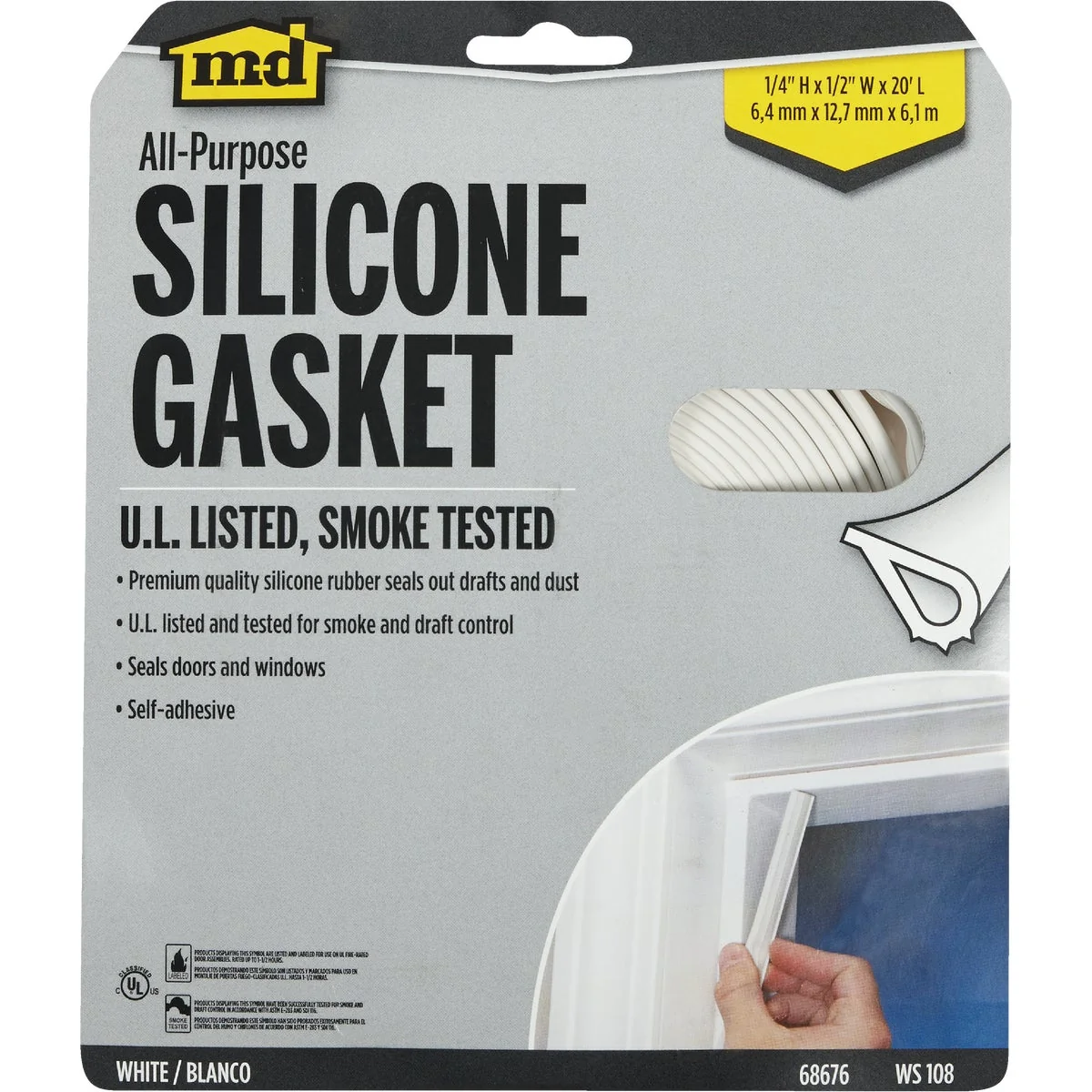 Outstanding M-D Ultra Smoke Seal White 20′ Door Gasket Safe
