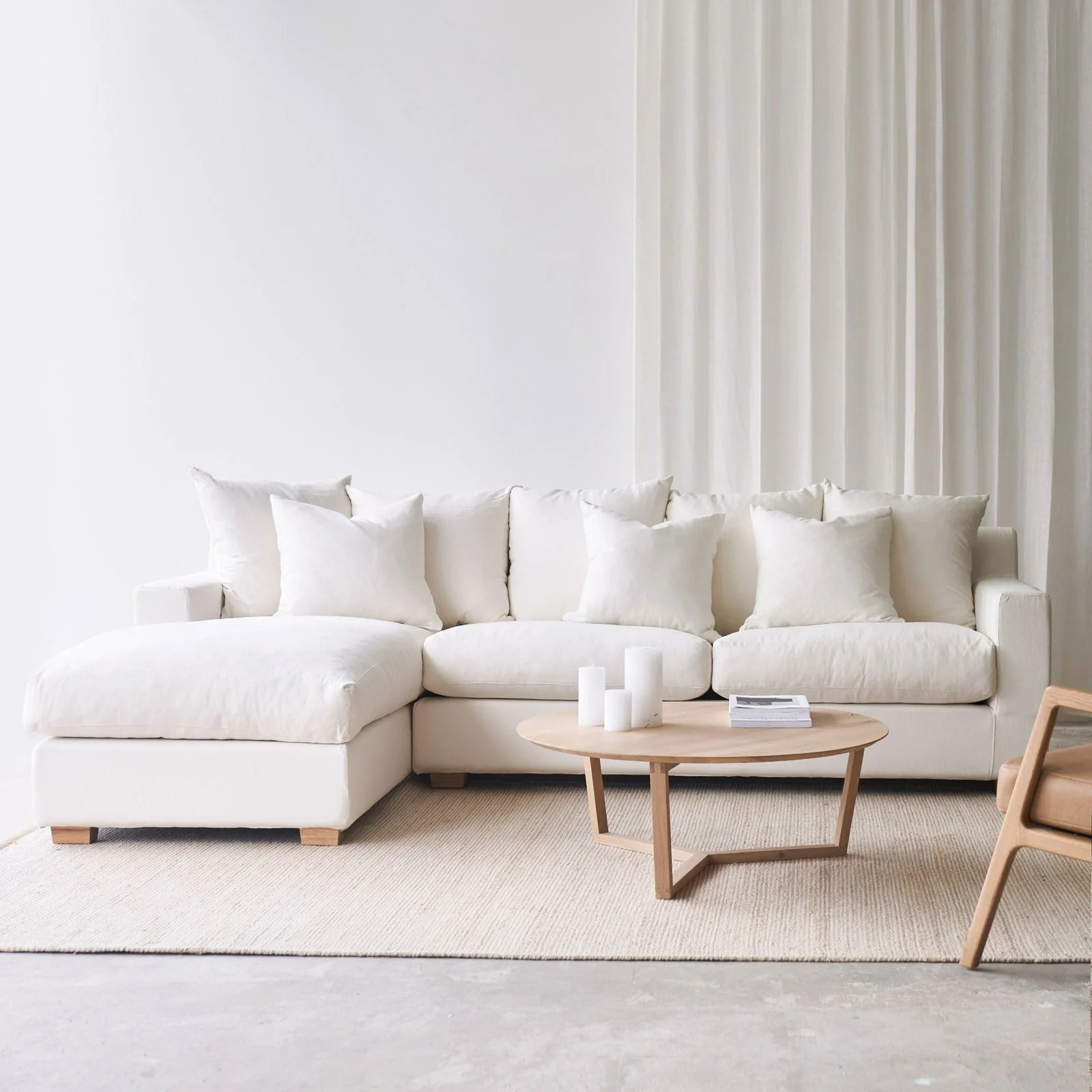 Exclusive Beccy Fabric L Shape Sofa Ivory 290cm Fine