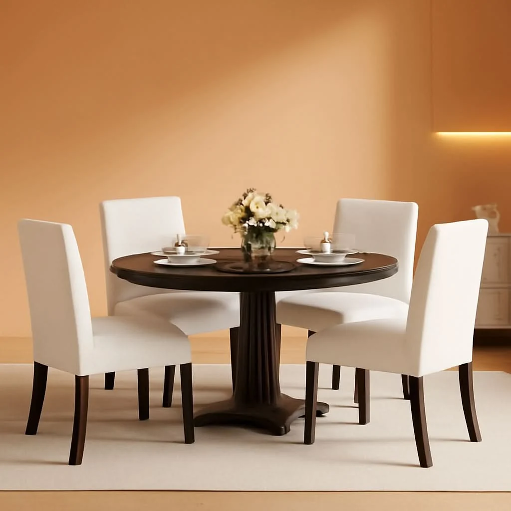 Professional Beige Upholstered Parsons Dining Chairs Hardwood Legs Official