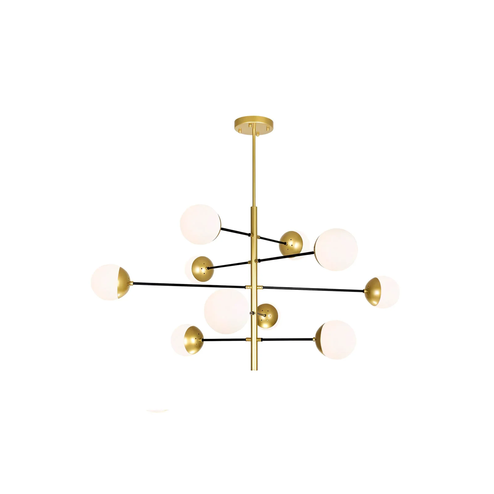 Premium 10-Globe Modern Brass Chandelier Casual