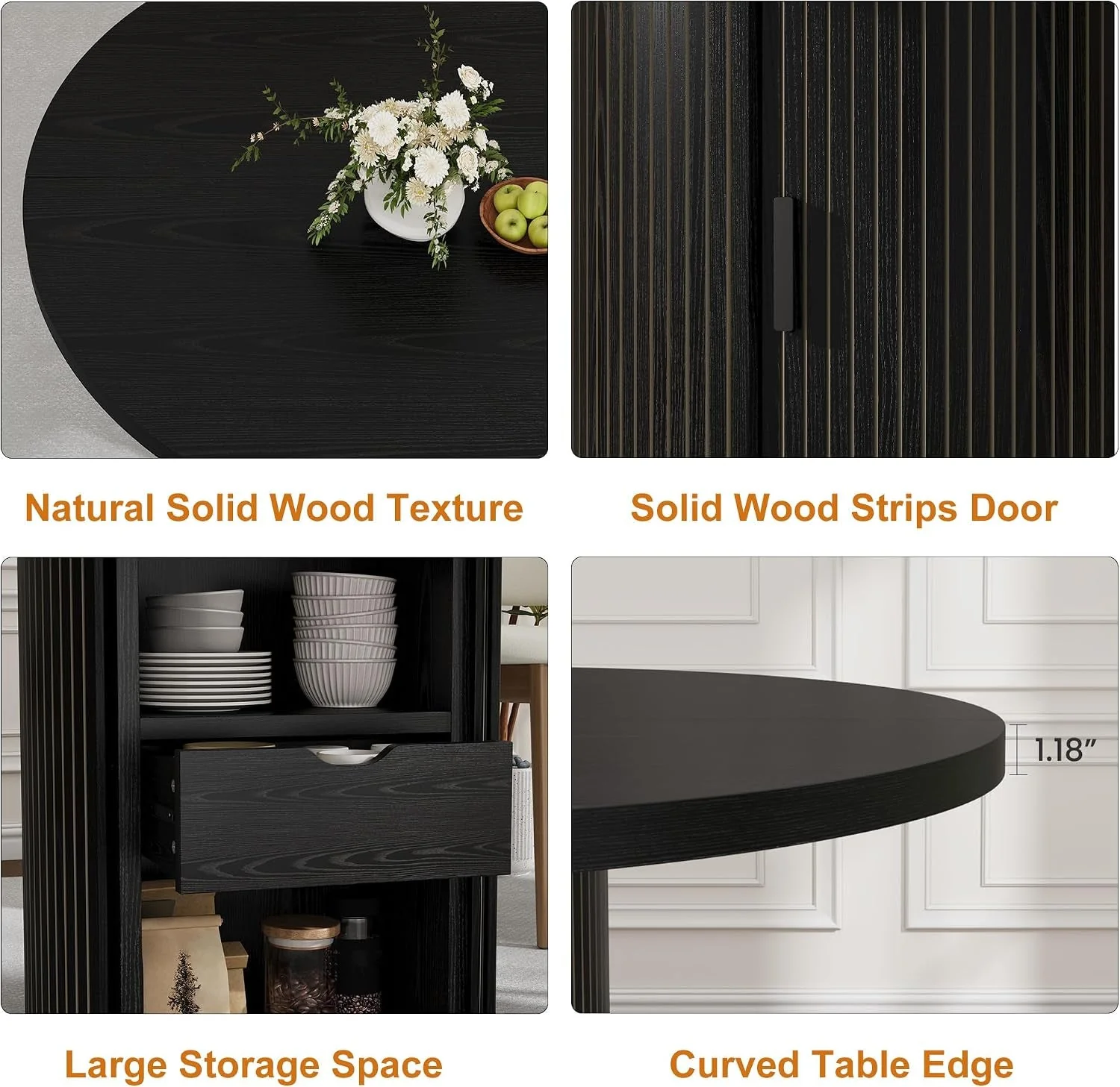 Trendy 47 Round Farmhouse Dining Table Storage Compartment Versatile