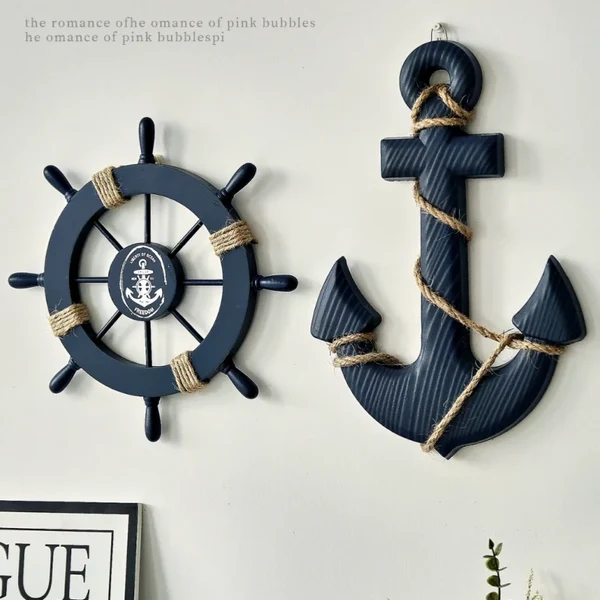 Unique 2PCS Nautical Ship Wheel and Anchor Wall Decor Powerful