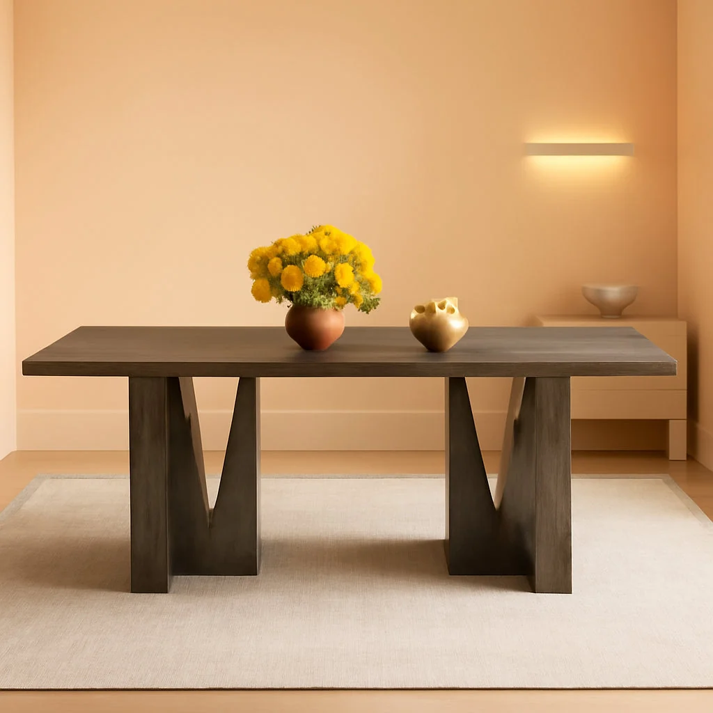 Detailed Rectangular Dining Table 70.9 Inches Grey Farmhouse Easy-to-Use