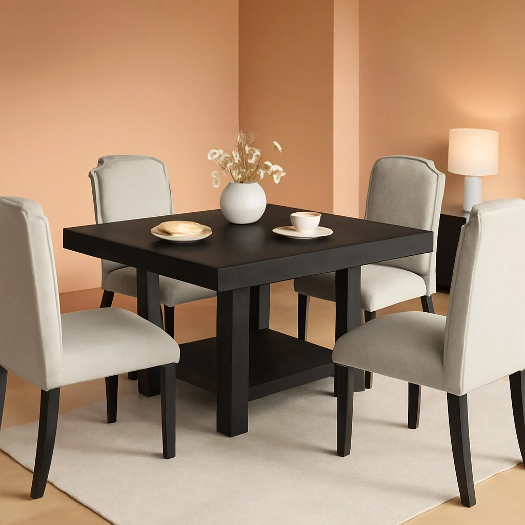 High-Quality Commercial Square Dining Table Black Walnut Storage Lightweight