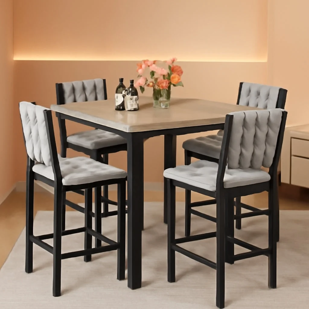 Certified Gray Velvet Contemporary Counter Height Dining Set Next-Generation
