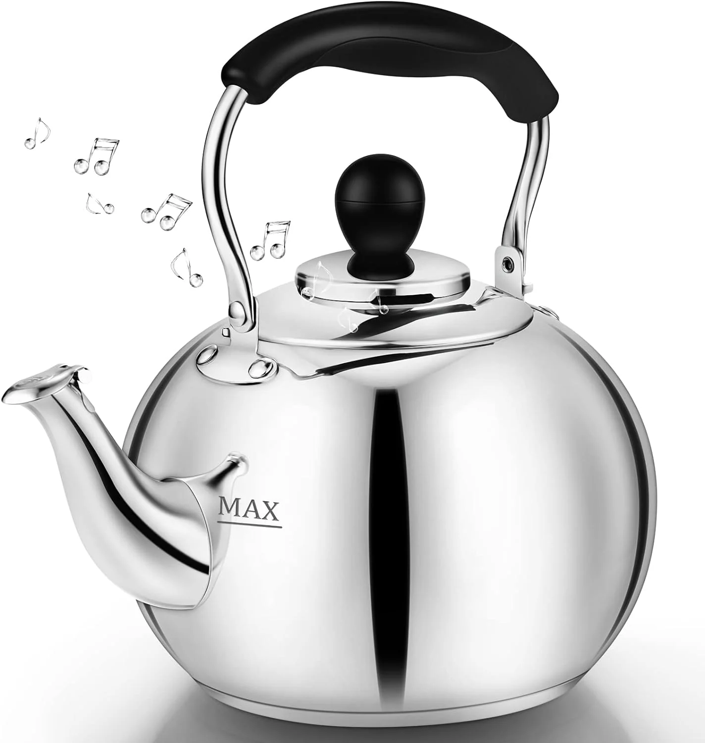 Original Stovetop Tea Kettle with Whistle – 2.0 Quart 18 8 Stainless Steel Tea Pot for Gas Stove amp Electric Coil Stovetop Food-Safe Easy-Pour Spout Mirror Polished Classic Water Kettle Comfortable