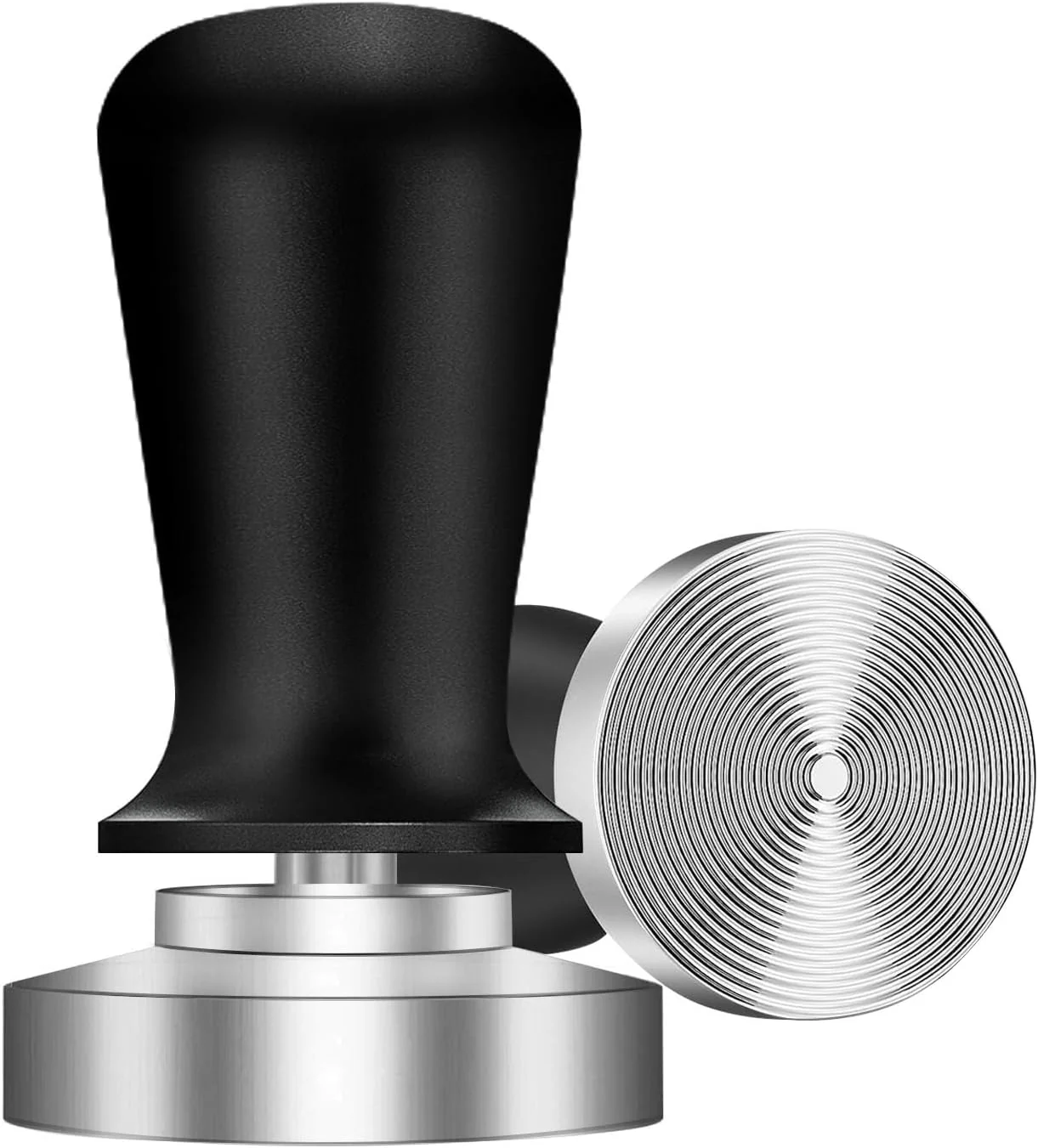 Functional Espresso Tamper Stainless Steel Ripple Base Coffee Tamper Espresso Accessories Calibrated Loaded Espresso Tamper Ergonomic Handle Espresso Tamper Fits Most Portafilters Espresso Tamper Black 51mm Organic