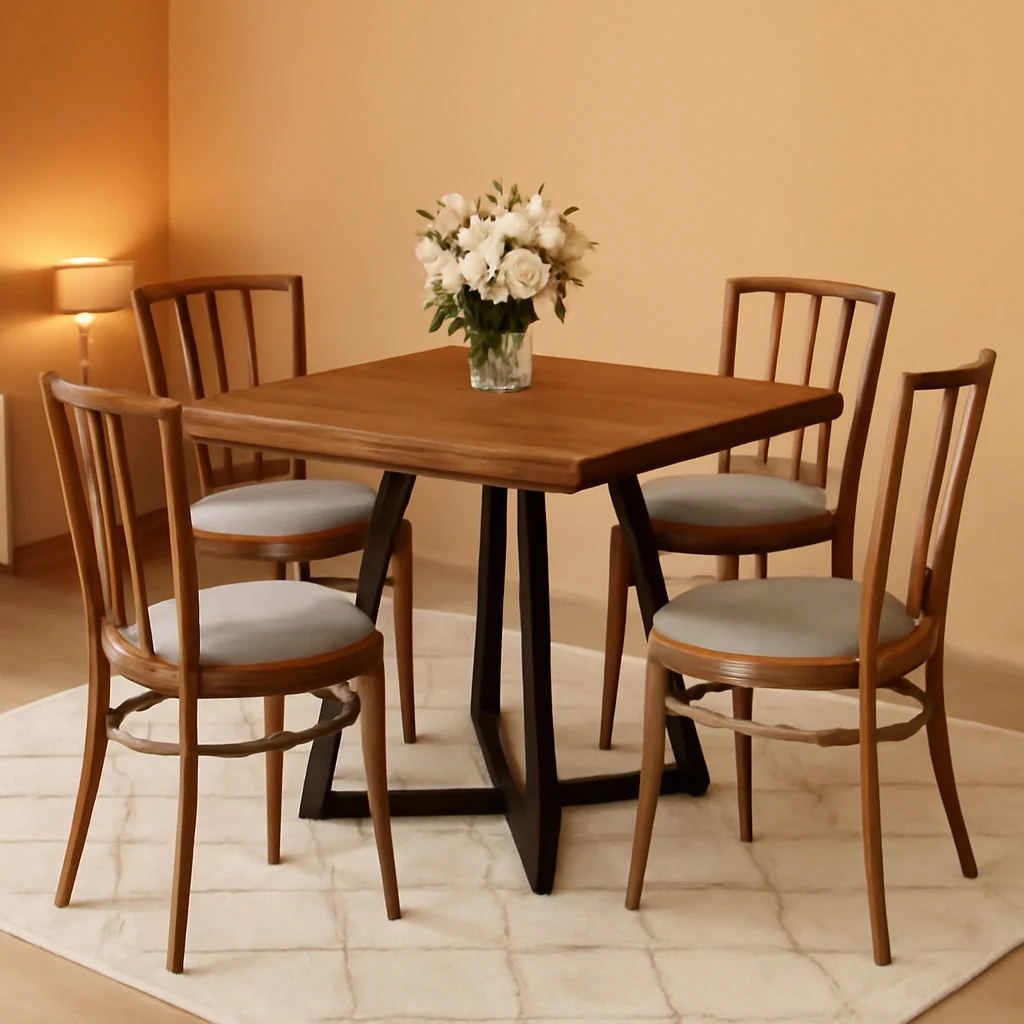 Fast Contemporary Square Waterproof Dining Table Rust Brown Comfortable