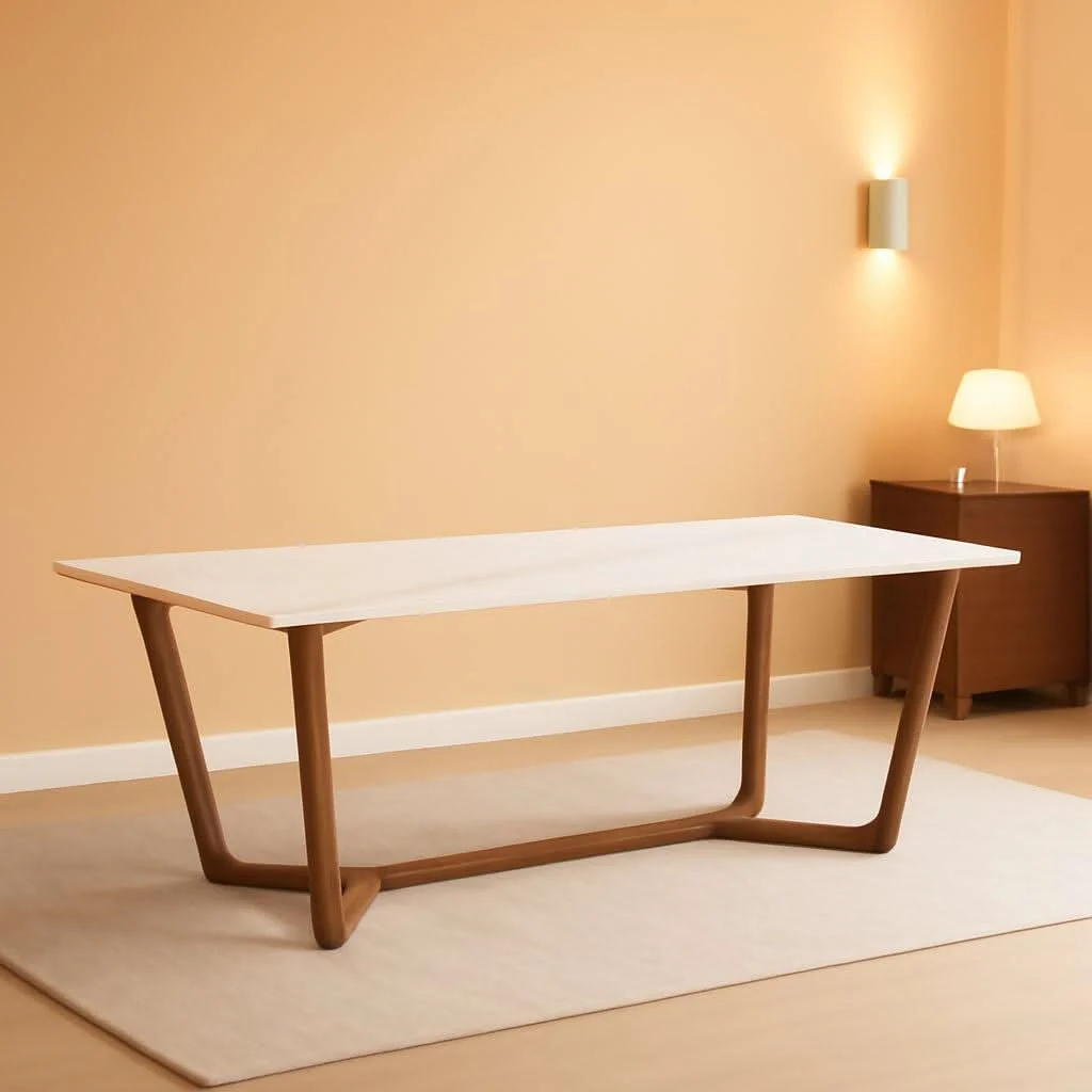 Practical Adelaide Calacatta Quartz Dining Table Walnut Base Superior