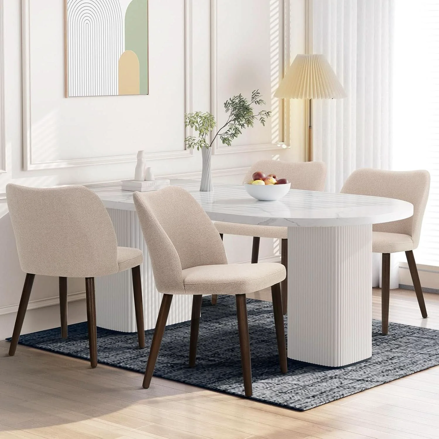 Professional Camel Upholstered Dining Chairs Midcentury Modern Set Crafted