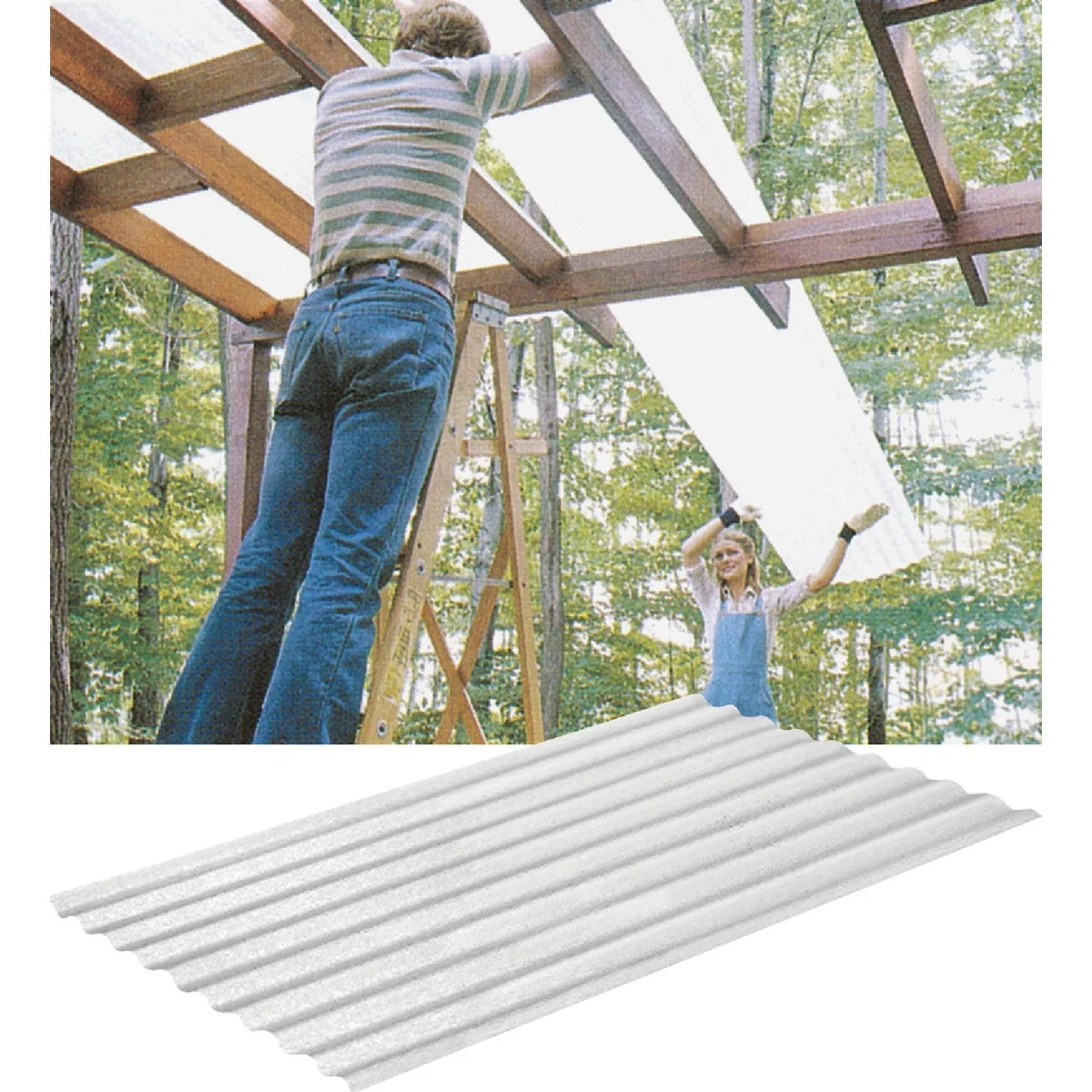 Solid Sequentia WeatherGlaze 26 In. x 8 Ft. White Round 1-Sided Fiberglass Corrugated Panels Optimized