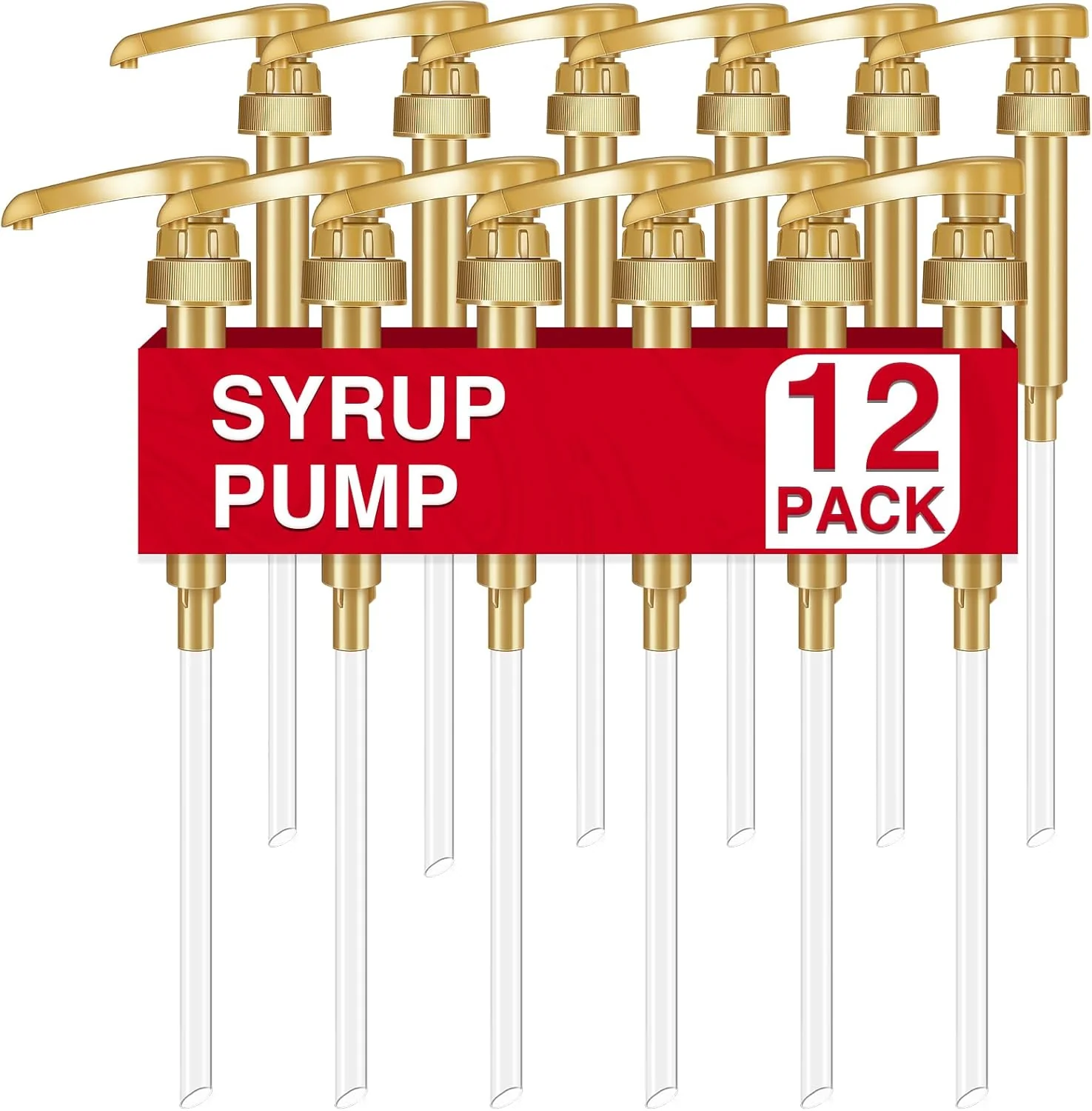 High-Quality Voisen Coffee Syrup Pumps 12 Pack Gold Syrup Pump Skinny Syrup Pump for 750ml 25.4oz Syrup Bottle Proven