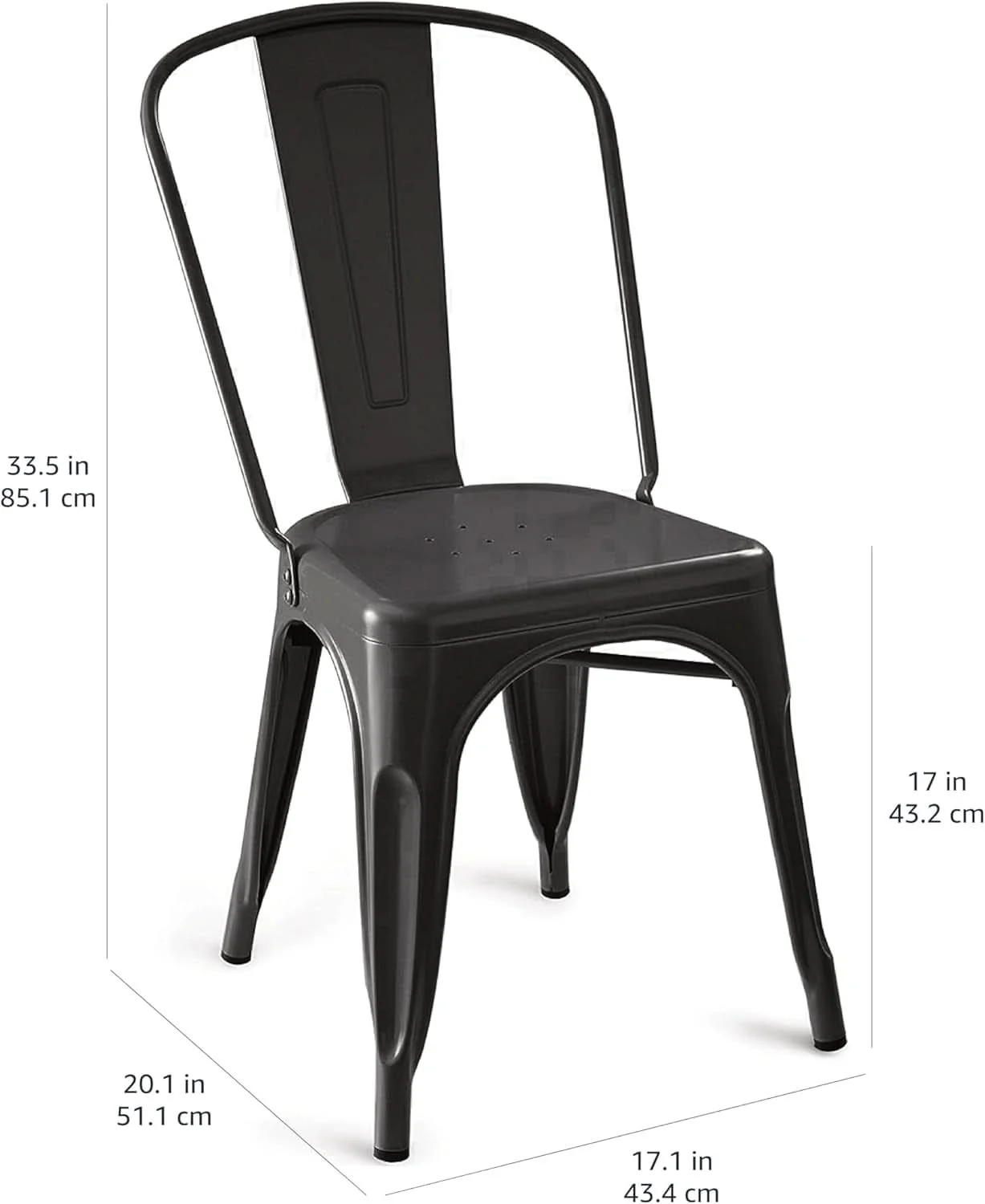 Durable Matte Black Metal Dining Chairs Stackable Everyday Trendy