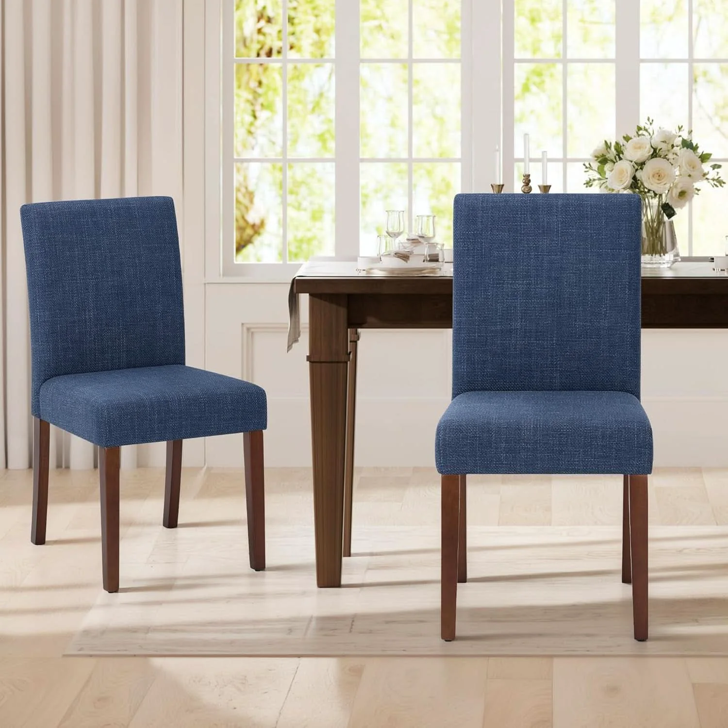 Trusted Blue Upholstered Parsons Dining Chairs Contemporary Set Genuine