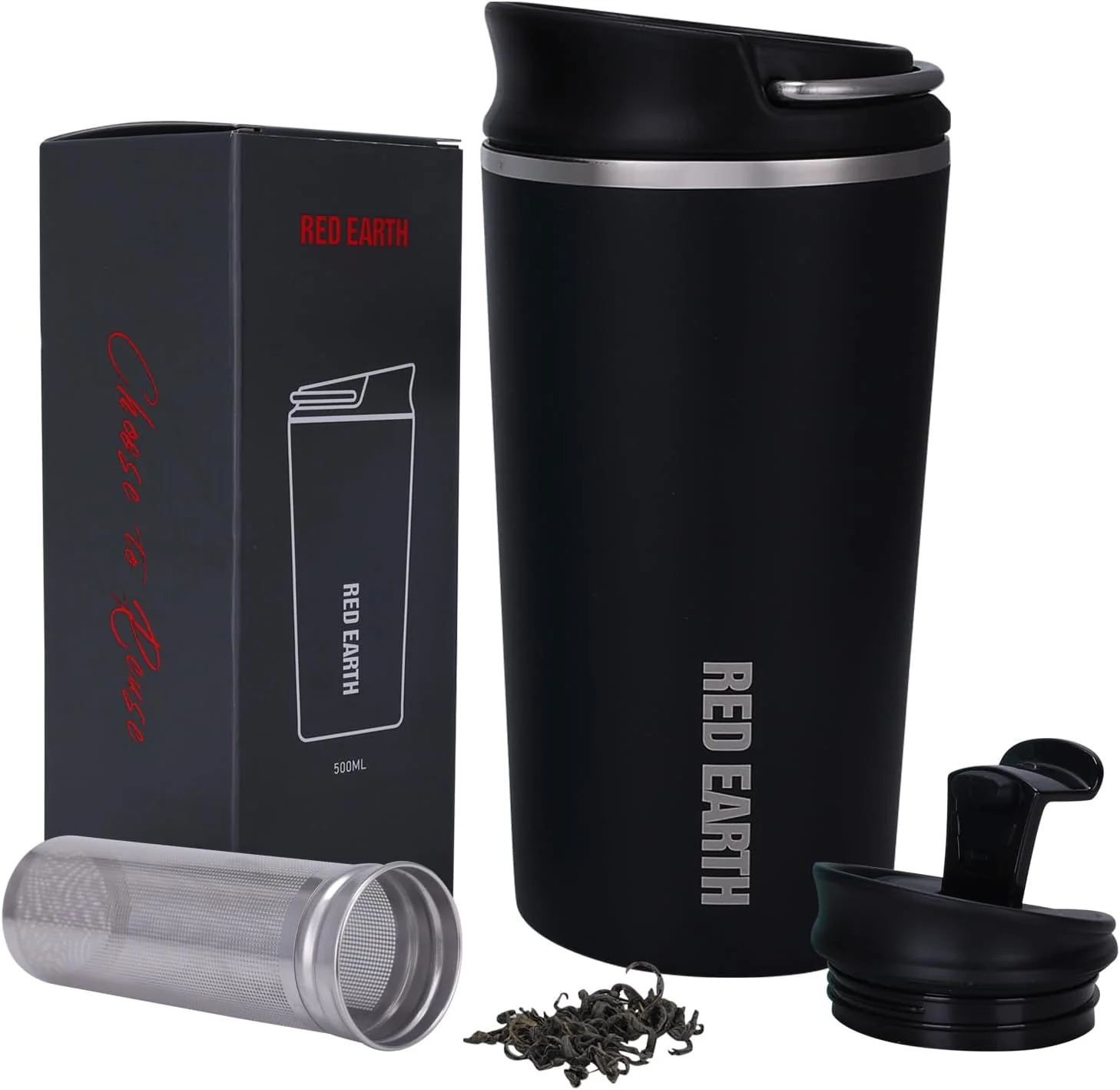 High-Grade GiNT 17oz Travel Mug with Infuser and Two Lids. Vacuum Insulated 316 Stainless Steel Coffee Mug Eco-Friendly