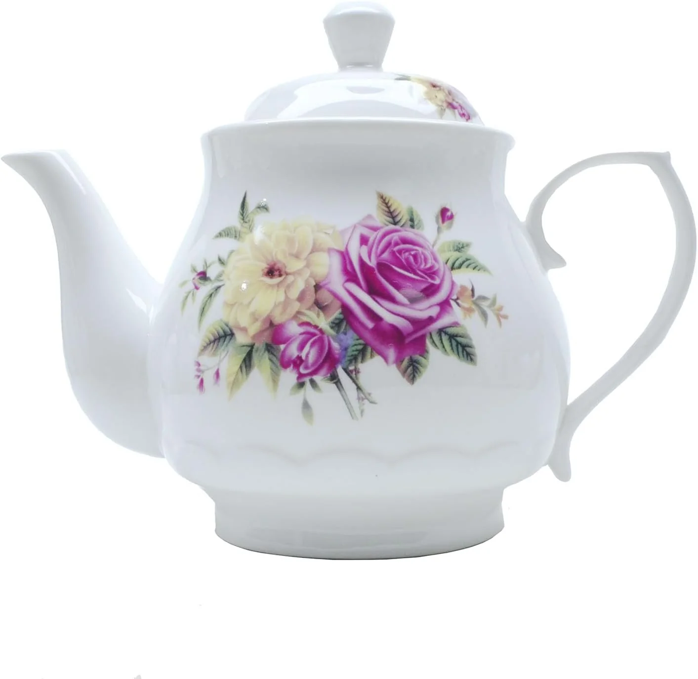 Flexible European Style Porcelain Teapot Coffee Tea Water Pot Vintage Ceramic Kettle 42oz Fine Crafted