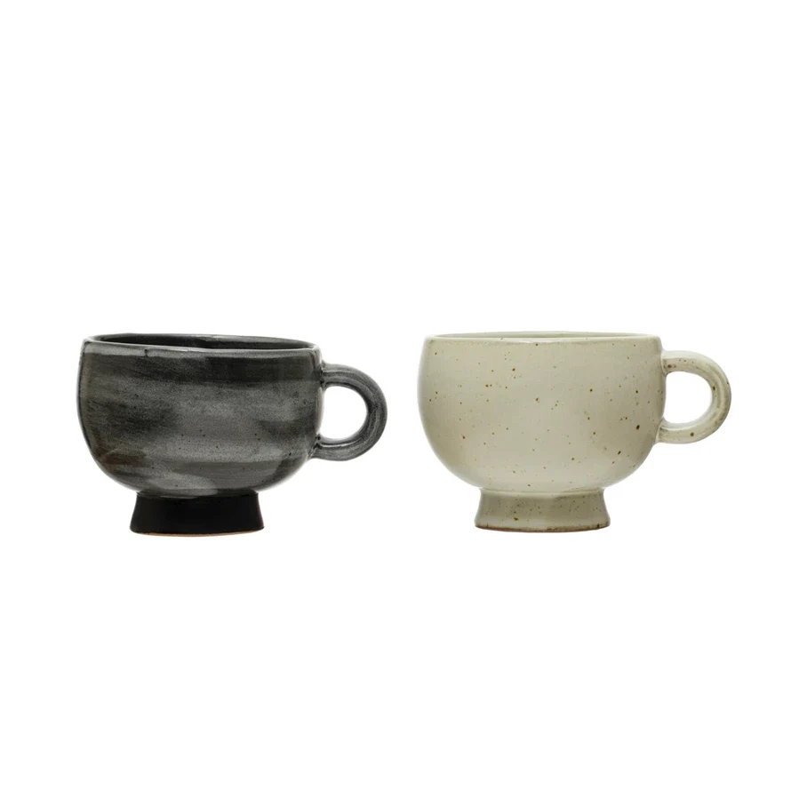 Casual 10 oz. Stoneware Footed Mug Reactive Glaze Recyclable