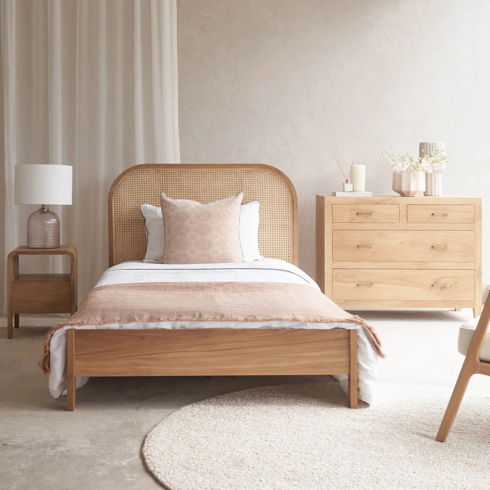 Convenient Luna Bed Frame Teak – Natural Single Without Footboard Smart