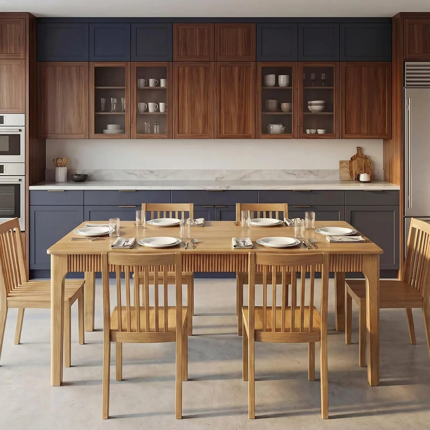Clean Solid Oak Rectangular Dining Table Contemporary Farmhouse Natural