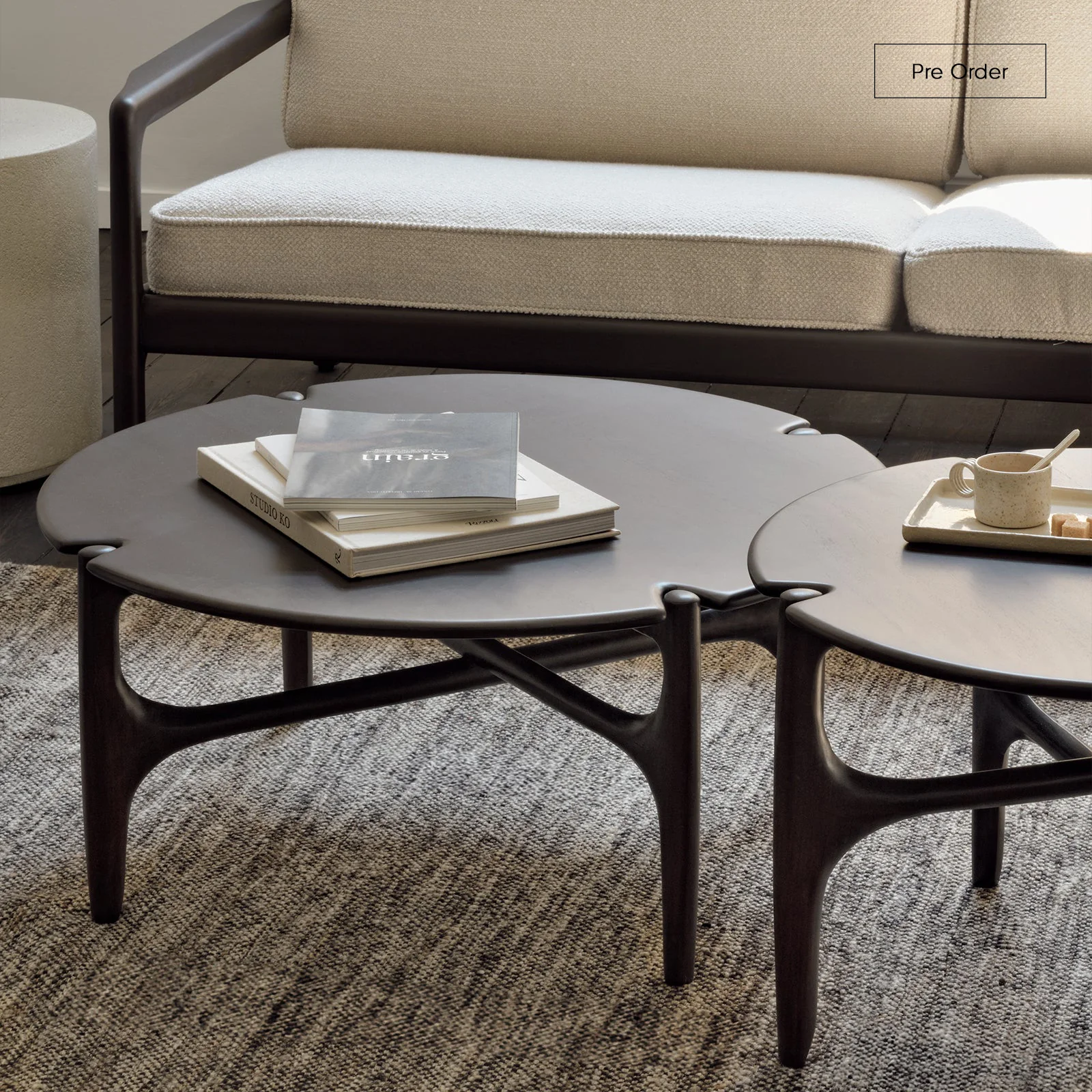 High-Performance PI Round Coffee Table Mahogany – Dark Brown 80cm Original Design