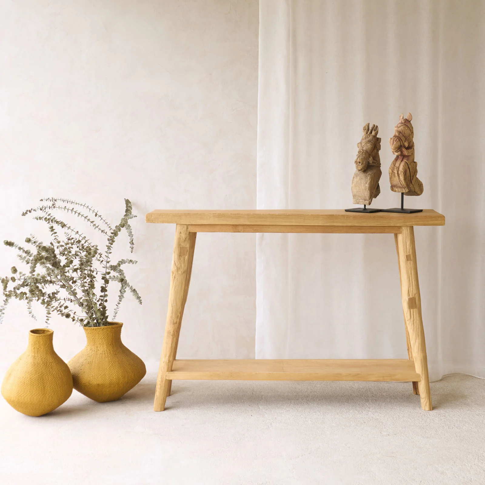 Modern Roca Rustic Console with Shelf Old Teak – Natural Optimized