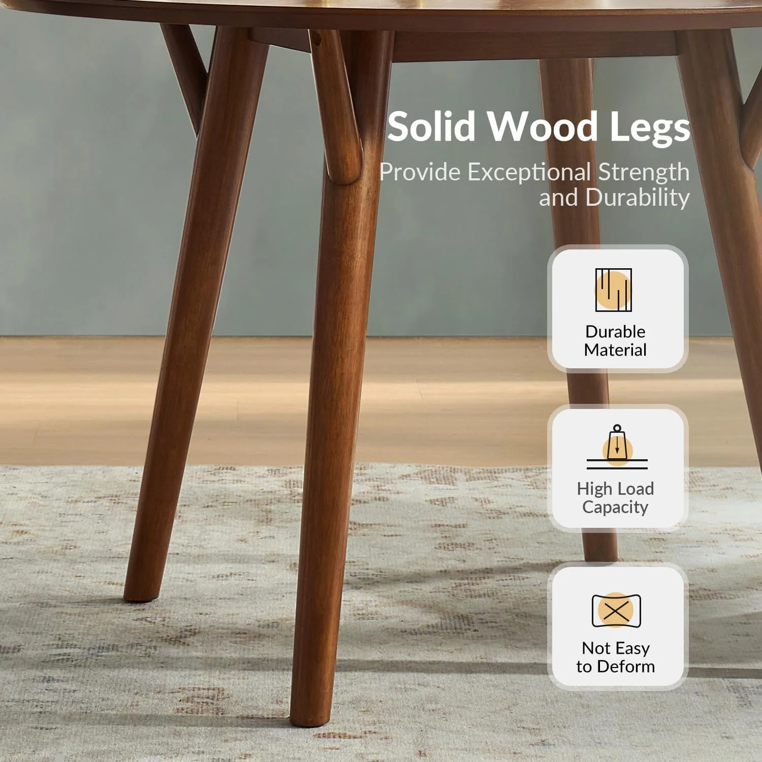 Clean Round Walnut Dining Table Compact Customized Hardwood Elegant