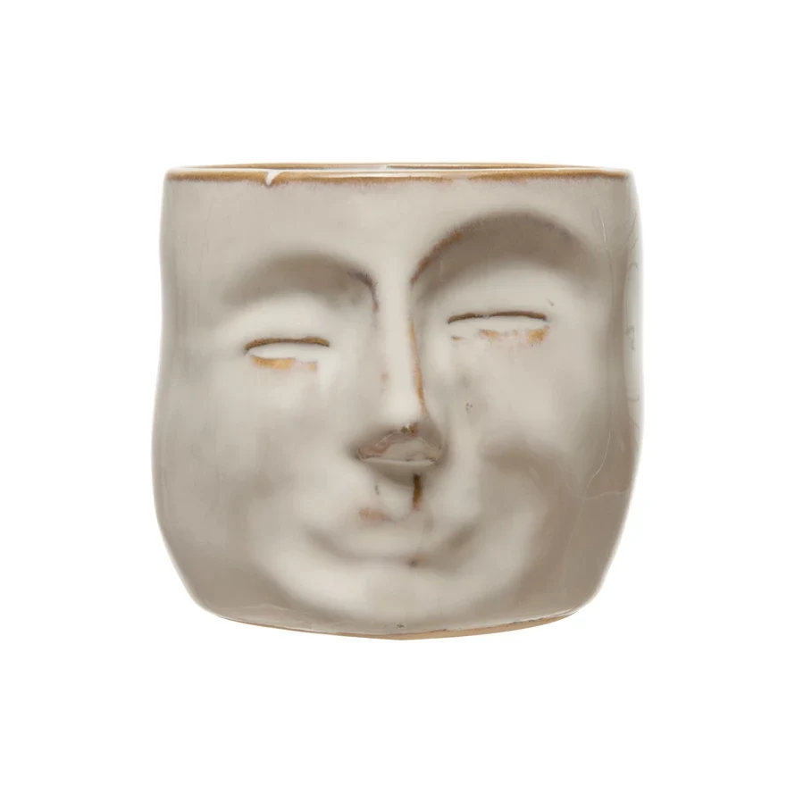 Smart Stoneware Mini Planter with Face Reactive Glaze Professional