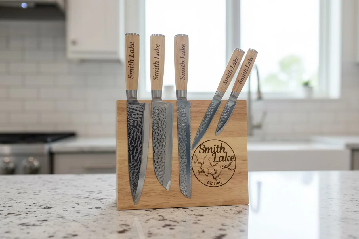 Sustainable Smith Lake Kitchen Knife Set with Magnetic Block Stand Refined