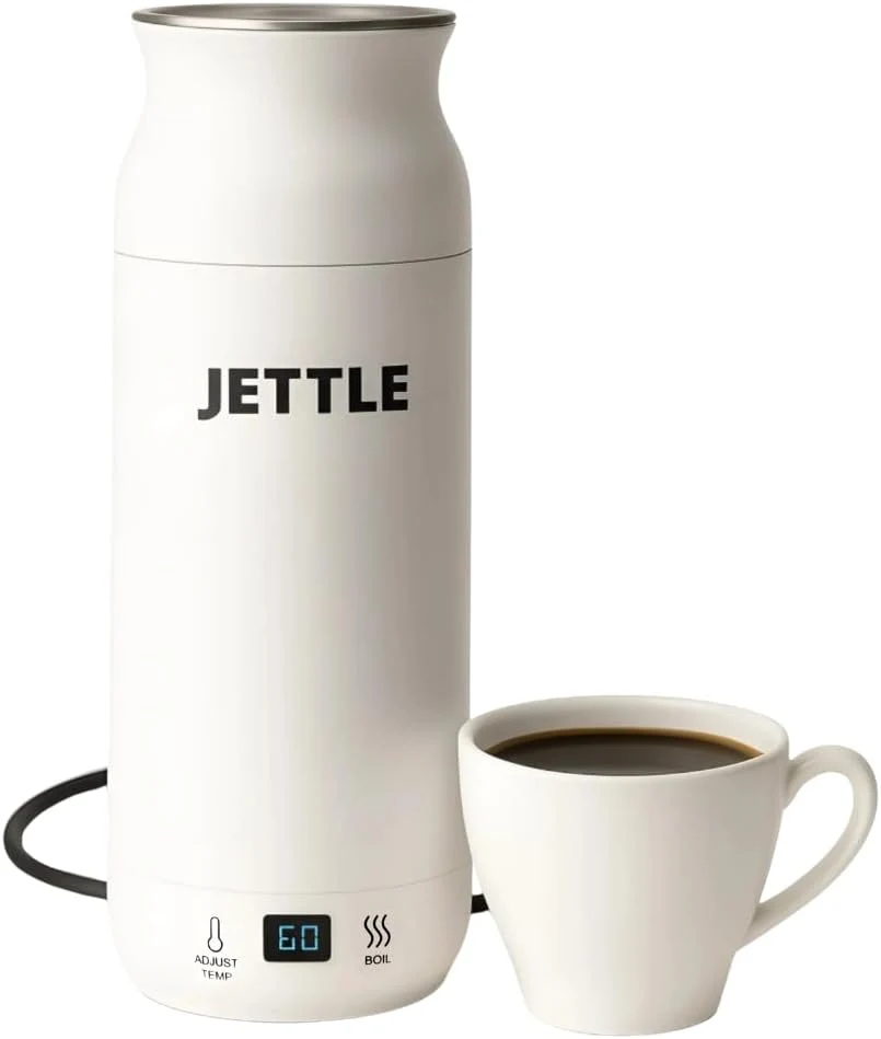 Efficient Jettle Portable Electric Kettle 450ml Travel Water Boiler with LED White 304 stainless steel interior 12 temperature settings auto shut-off dry-boil protection i for coffee tea and travel Superior