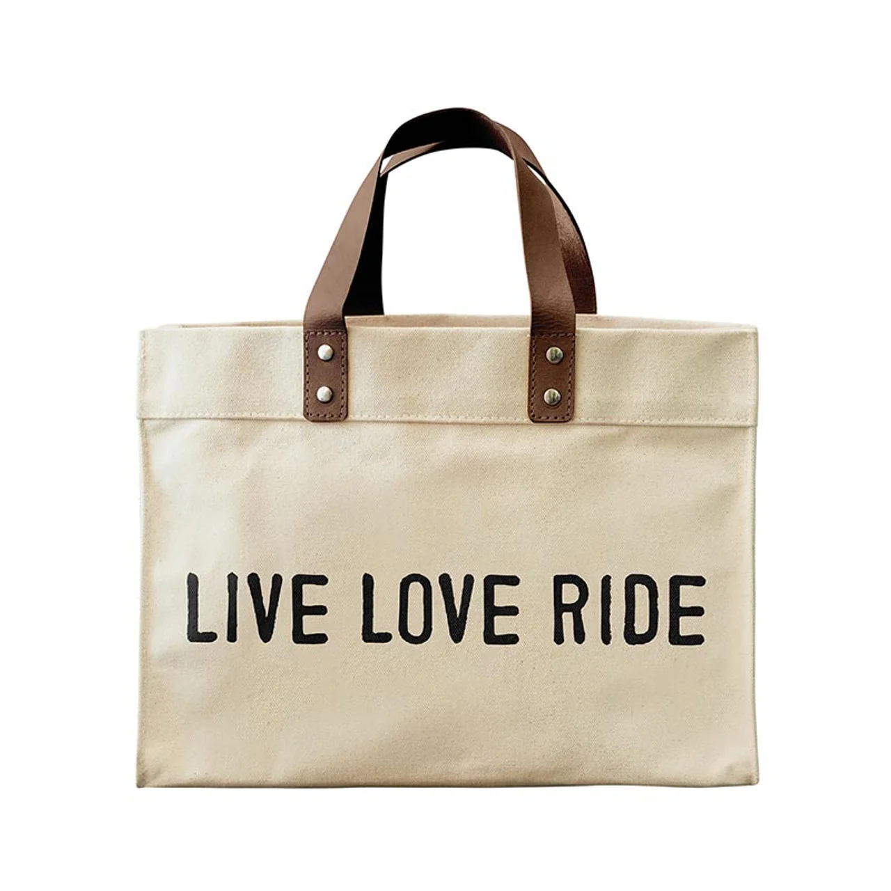Functional Live Love Ride Mini Canvas Tote 13×10 Refined