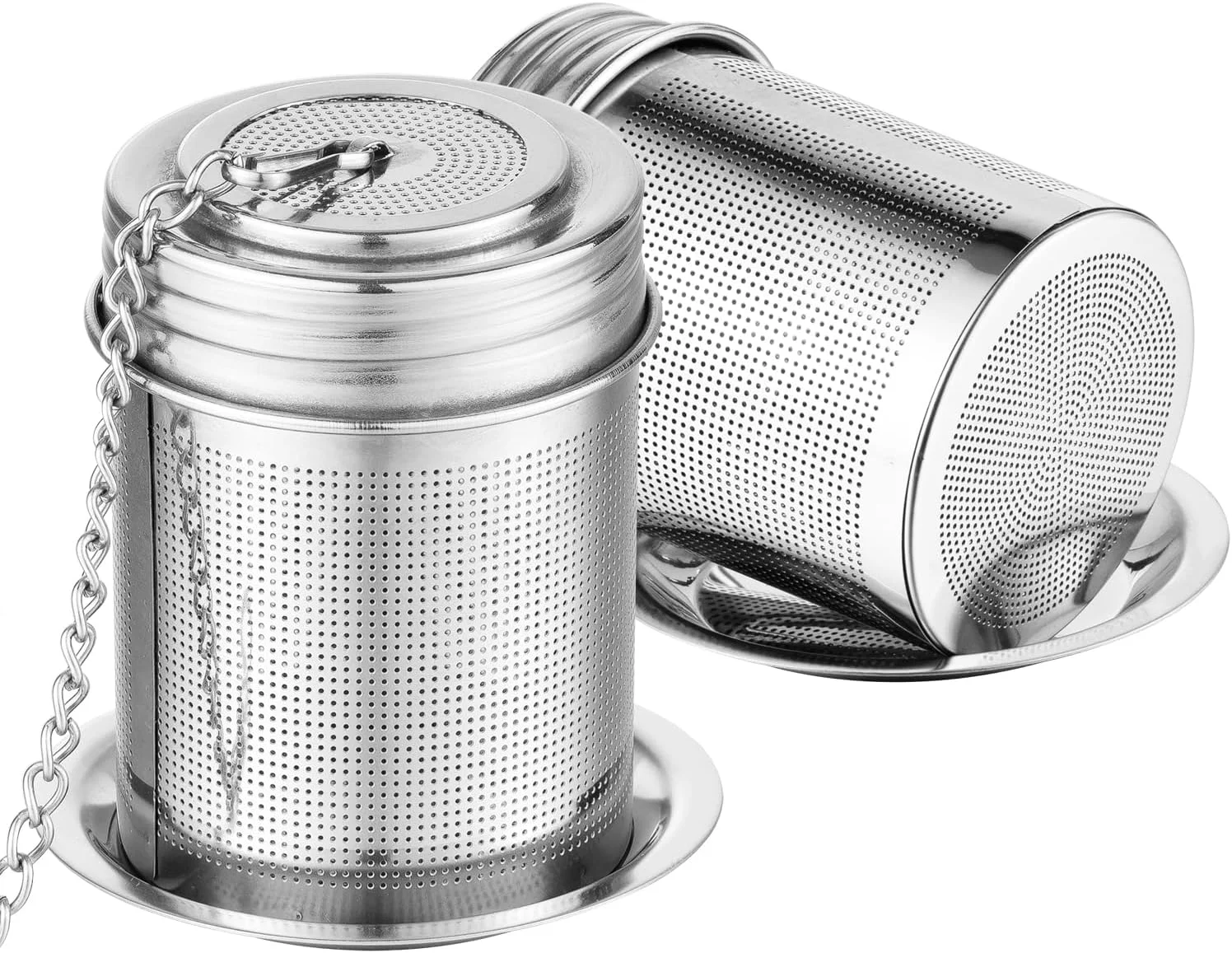 Reliable 2Packs Tea Filter Cooking Infuser with Extra Fine Mesh Tea Ball Strainers Threaded Connection 304 Stainless Steel with Extended Chain Hook to Brew Functional