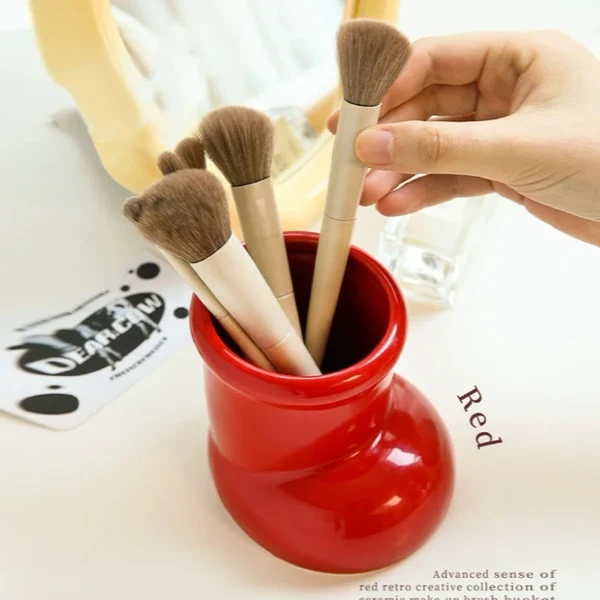 Soft Red Boot Pen Holder Desk Organizer Selected