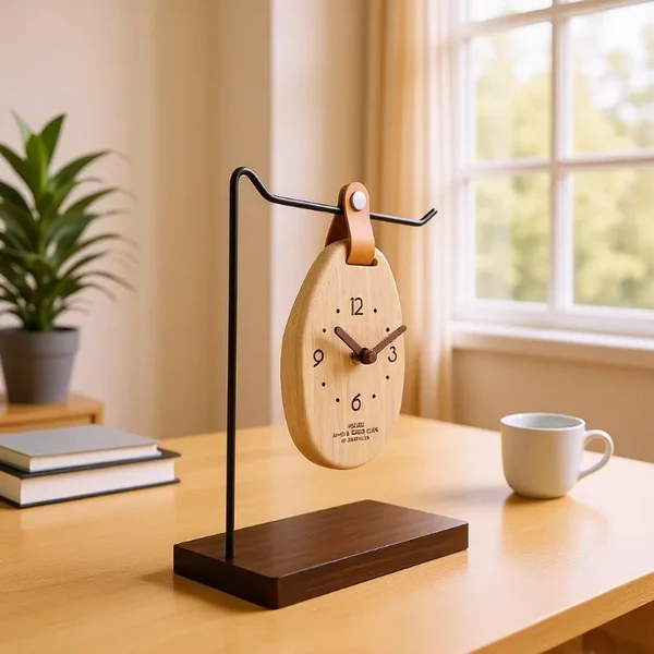 Clean Creative Solid Wood Hanging Desk Clock Convenient