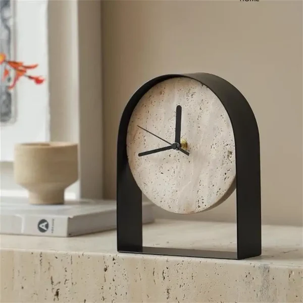 Healthy Luxurious Modern Marble Metal Desk Clock World-Class