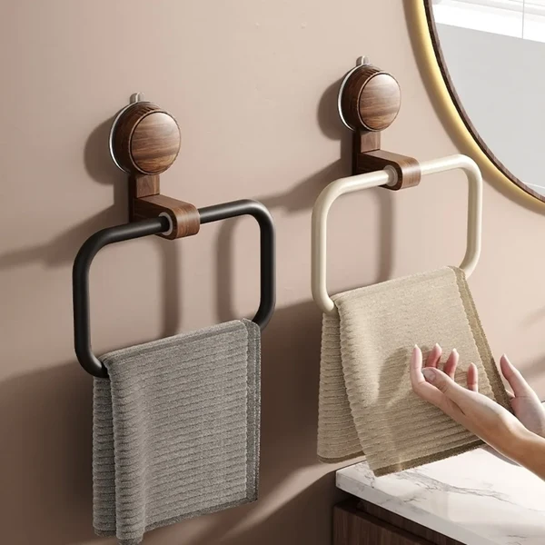 User-Friendly Vintage Wood Metal Suction Cup Towel Ring High-Quality