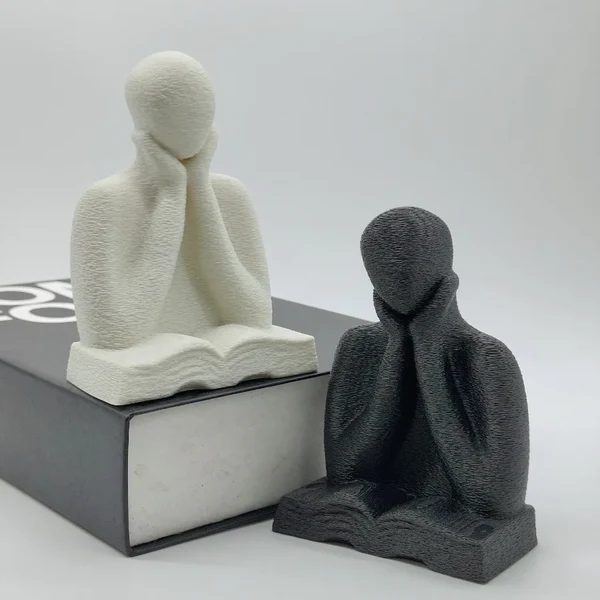 Environmentally Friendly Solitude Thinker Statue — Minimalist Reading Figure for Bookshelf Desk Secure