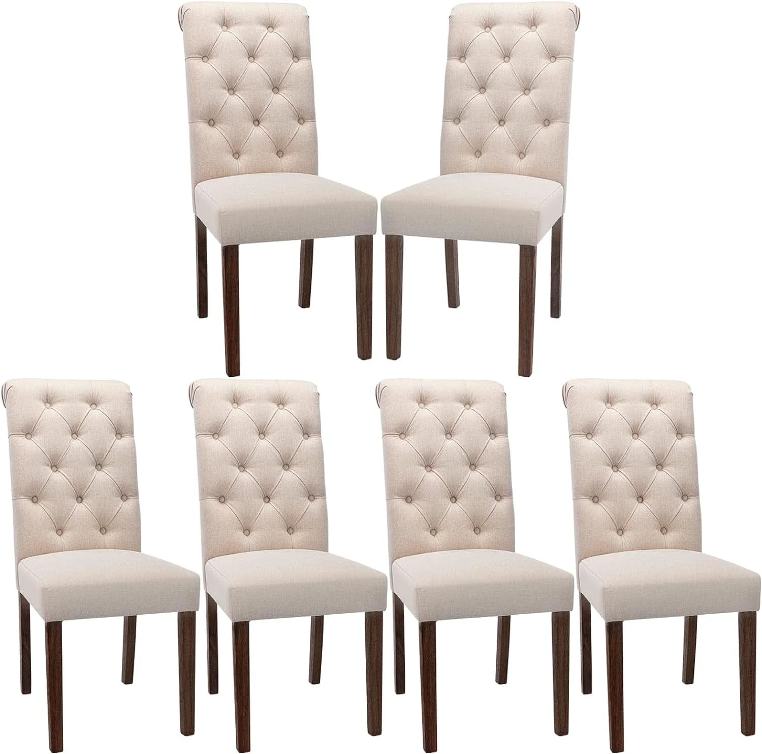 Traditional Dark Beige Textured Upholstered Parsons Dining Chairs Organic